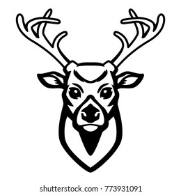 Deer icon isolated on white background. Design element for logo, label, emblem, sign. Vector illustration