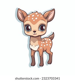 Deer in icon, logo style. Cartoon animal design. Flat vector illustration isolated
