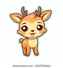 Deer in icon, logo style. Cartoon animal design. Flat vector illustration isolated
