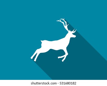 Deer icon with long shadow. Vector illustration.