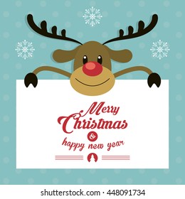 Deer icon. Merry Christmas design. Vector graphic