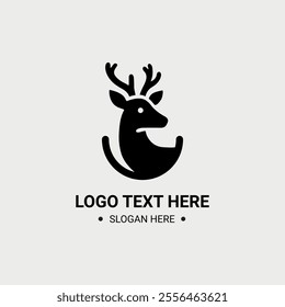 Deer icon in modern minimalist silhouette style