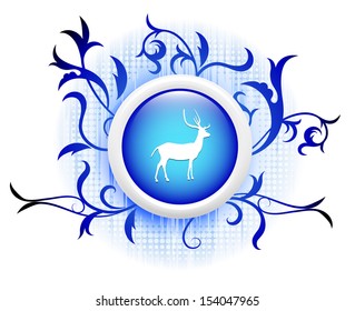 deer icon on blue decorative button