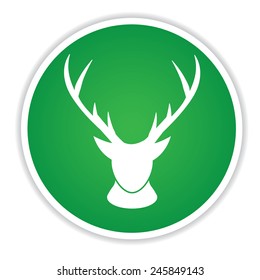 Deer icon on green button background,clean vector
