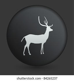 Deer Icon on Round Black Button Collection Original Illustration