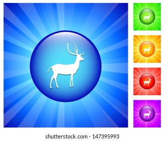 Hirschsymbol auf dem Runden Button mit blauem Licht