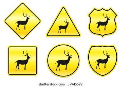 Deer Icon on Yellow Designs Original Illustration
