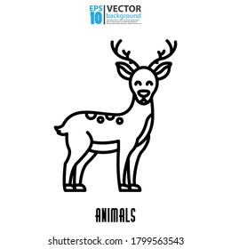 Deer icon, outline vector. Animal concept. Eps 10 vector illustration.