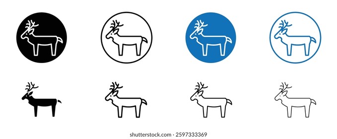 Deer icon set in black and blue colors on white background