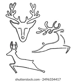 Hirschsymbol, Pinselstriche auf weißem Hintergrund. Vektorgrafik.
