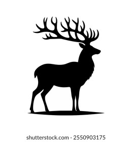 deer icon silhouette, background, icon, design, isolated, nature, art, illustration, forest, animal, white background, black, graphic, drawing, life, shape, mammal, wildlife, minimalist, flat des