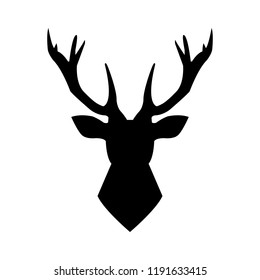 Deer icon, silhouette, logo on white background