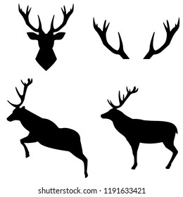 Deer icon, silhouette, logo on white background