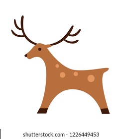 Deer icon toy flat vector illustration silhouette christmasisolated on white eps 10