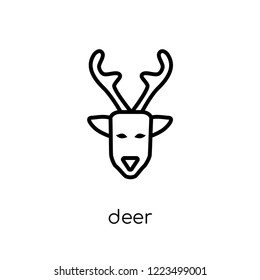 deer icon. Trendy modern flat linear vector deer icon on white background from thin line Christmas collection, outline vector illustration