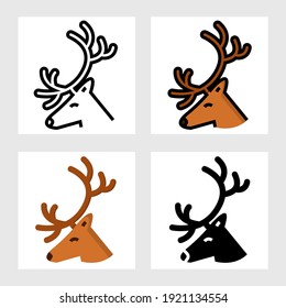deer icon vector design in filled, thin line, outline and flat style.