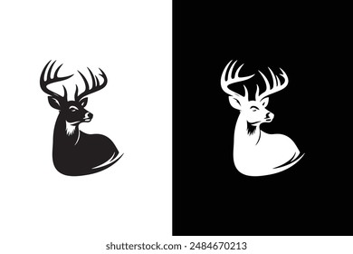 Deer icon vector illustration logo on white black background.