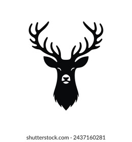 Deer Icon in Vector Illustration of Majestic Animal on a White Background 