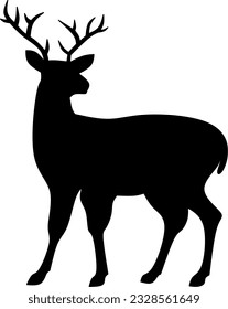 Deer icon vector illustration. Deer silhouette for icon, symbol or sign. Deer symbol for design about animal, wildlife, fauna, zoo, nature, hunt, winter and Christmas 
