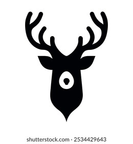 Deer icon, vector Illustration. Simple black deer logo