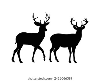 Deer icon vector. Deer silhouette isolated on white background. Vector Illustration