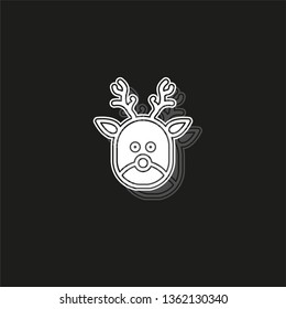 deer Icon xmas silhouette symbol, winter holiday element isolated