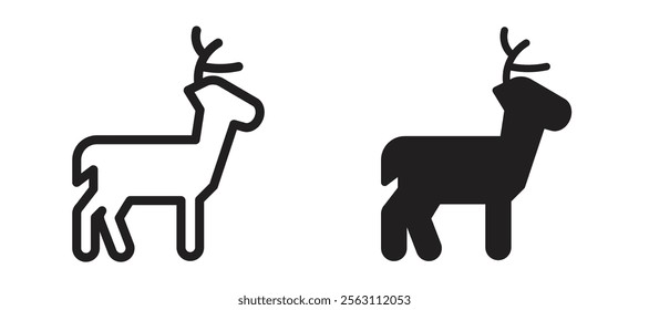 Deer icons in black line and filled versions