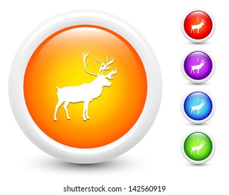 Deer Icons on Round Button Collection Original Illustration