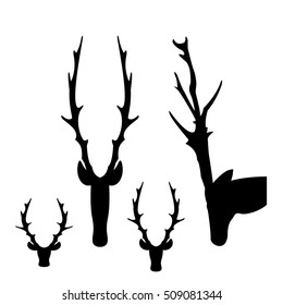 Deer icons in silhouette style, vector