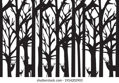 ilustración de cierer clipart decal sticker paisaje silueta negro y blanco