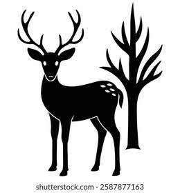 deer illustration clipart decal sticker landscape silhouette. Deer silhouette vector.