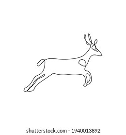 Deer illustration of continuous line drawing art