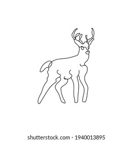 Deer illustration of continuous line drawing art