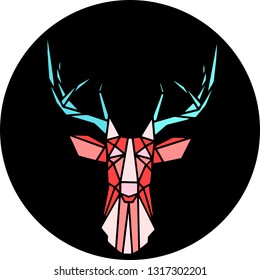 Deer illustration in patchwork style. Scandinavian poster. Geometric vector deer illustration.