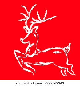 Una ilustración de ciervo con fondo rojo