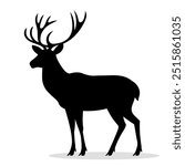 Deer Illustration, Reindeer Vector silhouette, Buck with Antlers