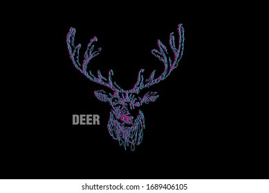 deer illustration with scribble art or digital hand drawn for background or t-shirt design