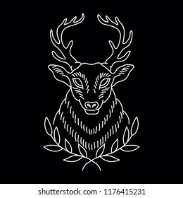 deer illustration traditional tattoo flash