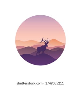 Deer illustration vector with gradation coloring
