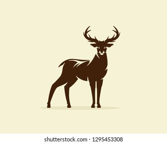 Deer illustration vector, reindeer or stag icon