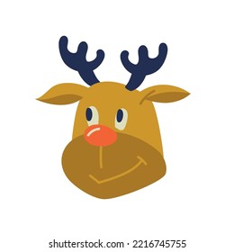 Venado. Imagen de un animal de estilo plano. ánimo de Navidad. Imagen vectorial.