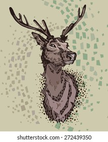 Deer image design for postcard, poster, illustration and other design, decoration needs. 