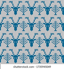 Deer. Imitation of knitted fabric. Jacquard for sweaters, scarves, and other clothing. Decorative background
