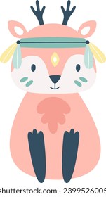 Deer With Indian Traditional Accessories Vector Illustration