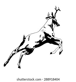 Deer ink paint. Vector version