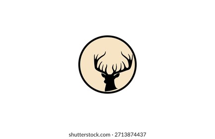 Ciervo aislado en círculo, logotipo de ciervo