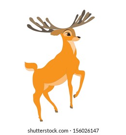 Cartoon Vector Illustration Handsome Reindeer Stag Stock Vector ...