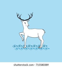 Deer isolated symbol christmas holiday season. Fashion graphic background design. Isolated graphic element. Flat vector image. Colorful template for prints, card, banner, etc. Vector illustration