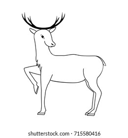 Deer isolated symbol christmas holiday season. Fashion graphic background design. Isolated graphic element. Flat vector image. Monochrome template for prints, card, banner, etc. Vector illustration
