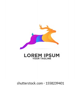 deer jump colorful logo icon design vector 
